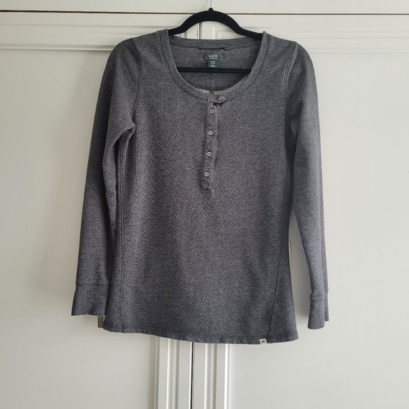 Roots Canada basic heather grey marled long sleeve top - Picture 5 of 13